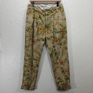 Engineered Garments Floral‎ Willy Post Pants Mens Size 32 Khaki Linen Cotton